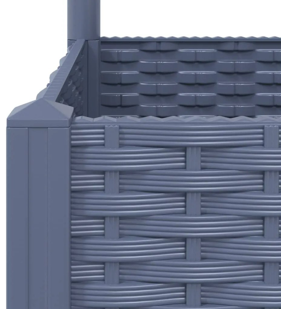 Vaso/floreira jardim c/ treliça 80x80x136 cm PP cinzento azul