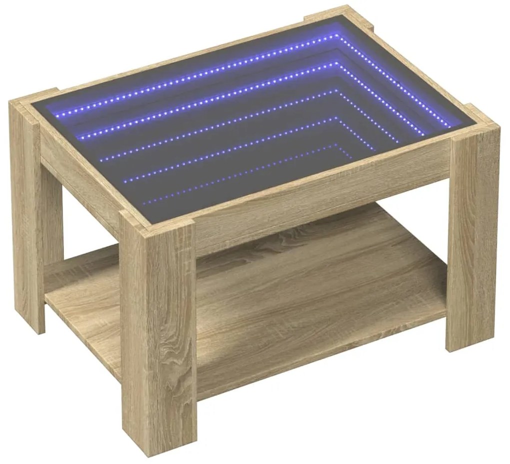 Mesa de centro c/ LEDs 73x53x45 cm derivados de madeira