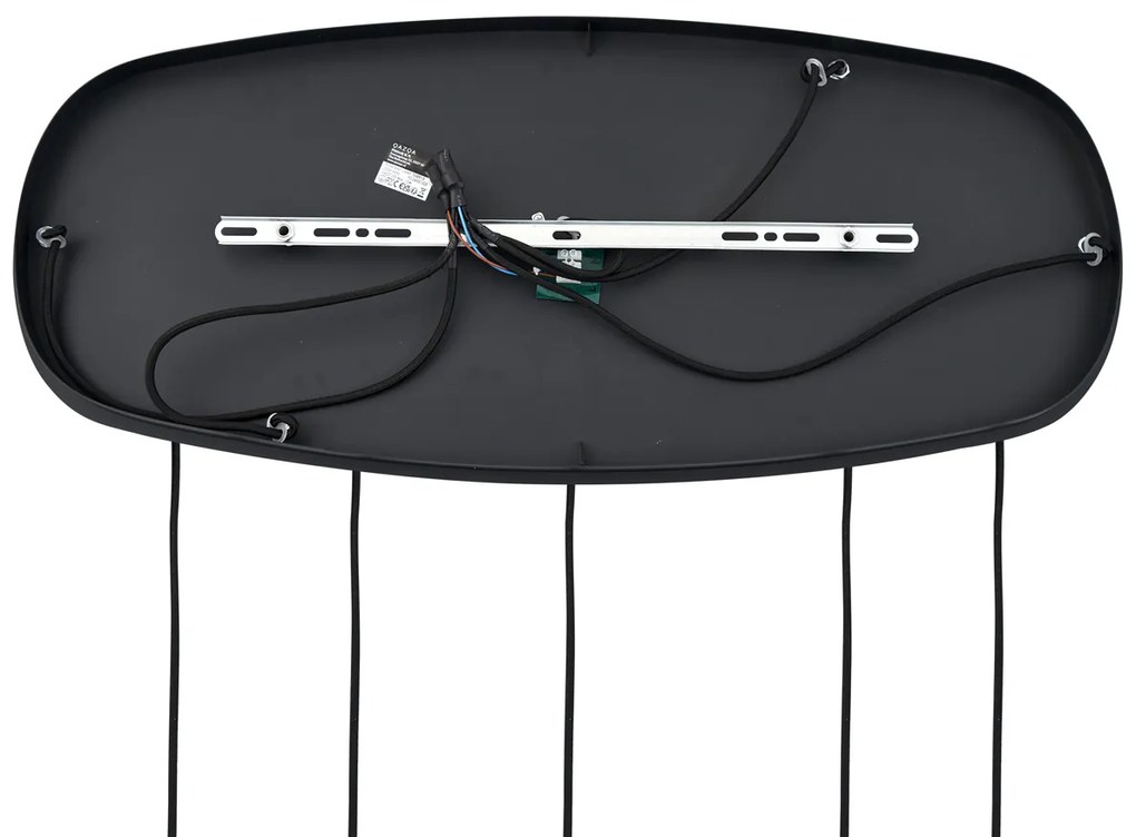 Candeeiro suspenso moderno preto com vidro âmbar 5-luzes - Sheena