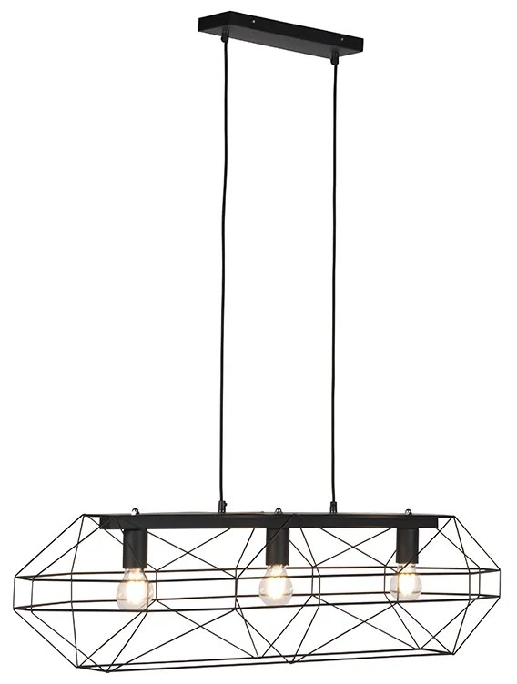 Candeeiro de suspensão industrial preto 3 luzes - Carcass