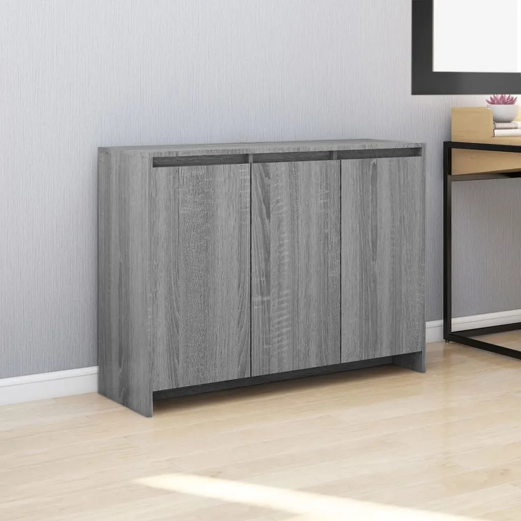 813015 vidaXL Aparador 102x33x75 cm contraplacado cor sonoma cinzento