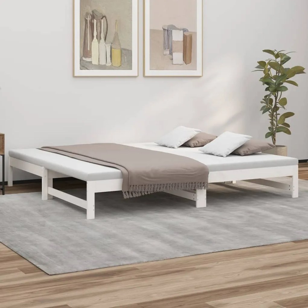 vidaXL Sofá-cama de puxar 2x(80x200) cm pinho maciço branco