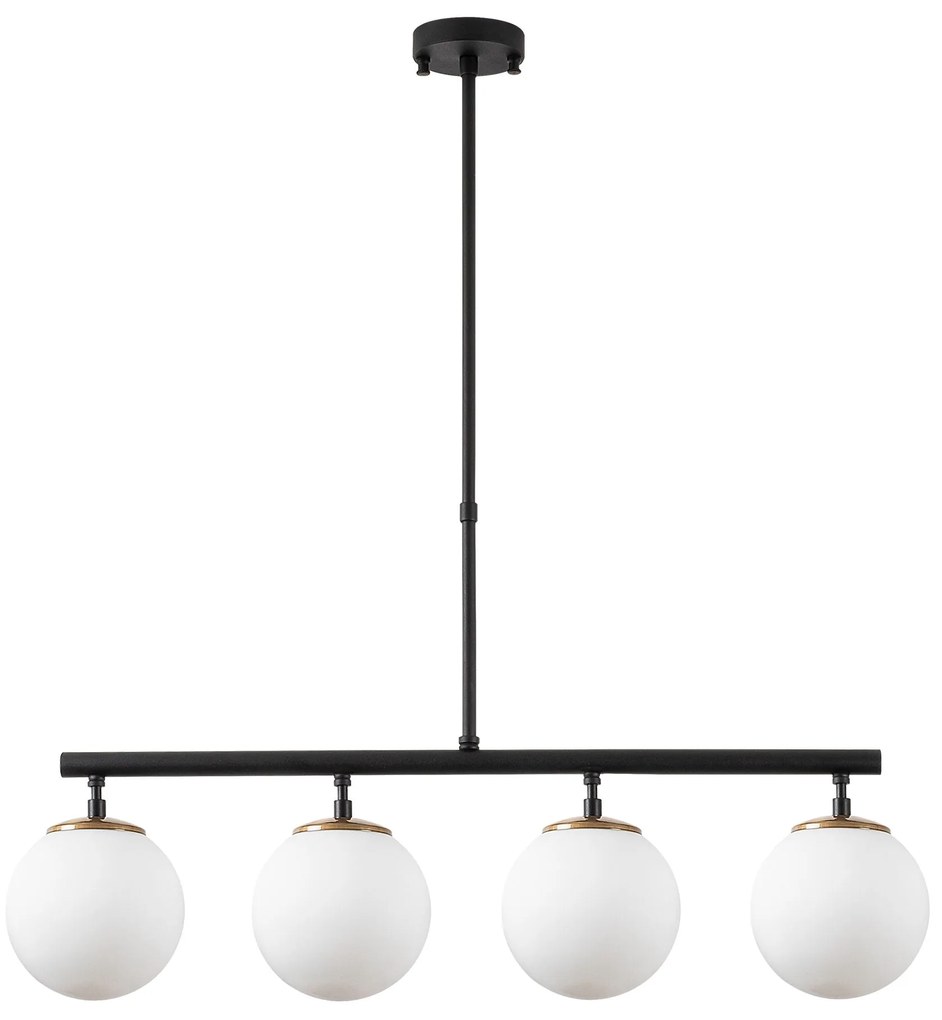Chandelier Fazli – Preto, Dourado e Branco – 70 x 15 x 43-87 cm