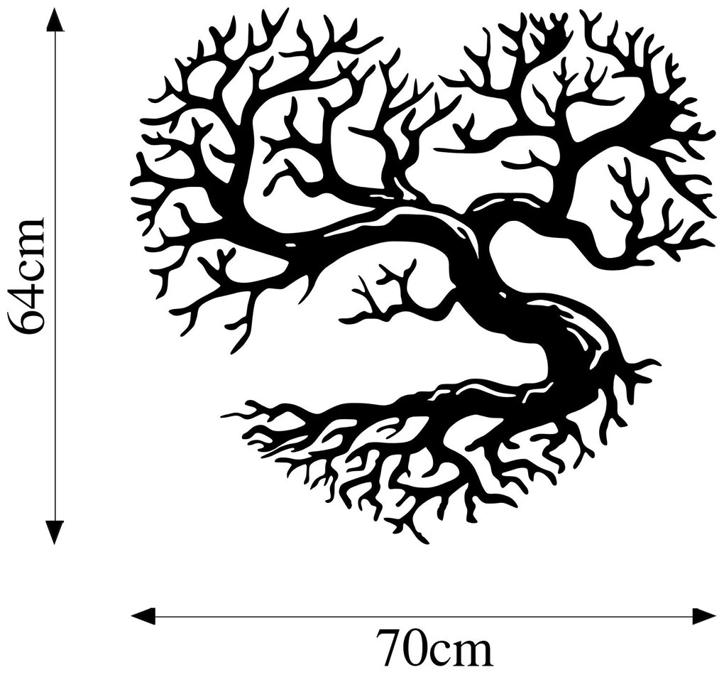 Acessório Decorativo de Parede Coração de Árvore – Preto – 64 x 70 cm