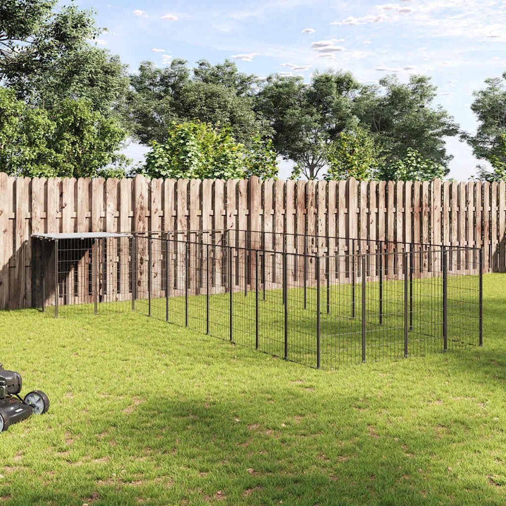 vidaXL Canil 13,31 m² aço preto