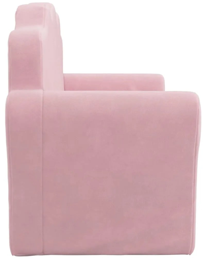 Sofá-cama infantil de 2 lugares pelúcia macia rosa