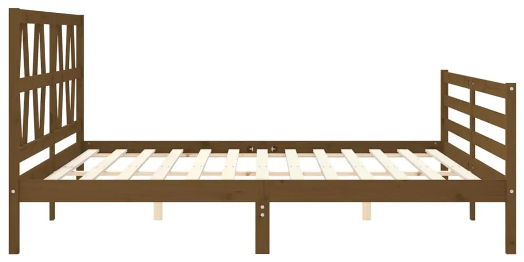 Estrutura cama c/ cabeceira 200x200cm maciço castanho-mel