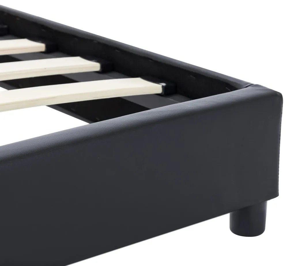 Estrutura de cama 140x200 cm couro artificial preto