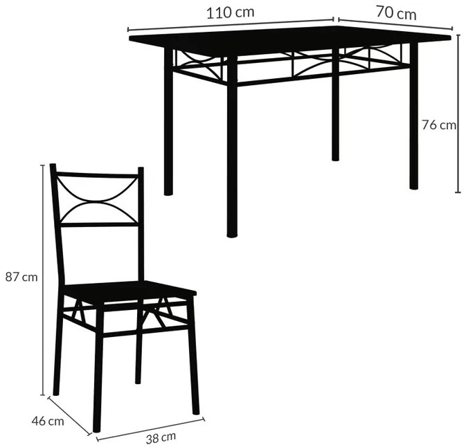 Conjunto de jantar com mesa e 4 cadeiras Paul 5 peças em carvalho