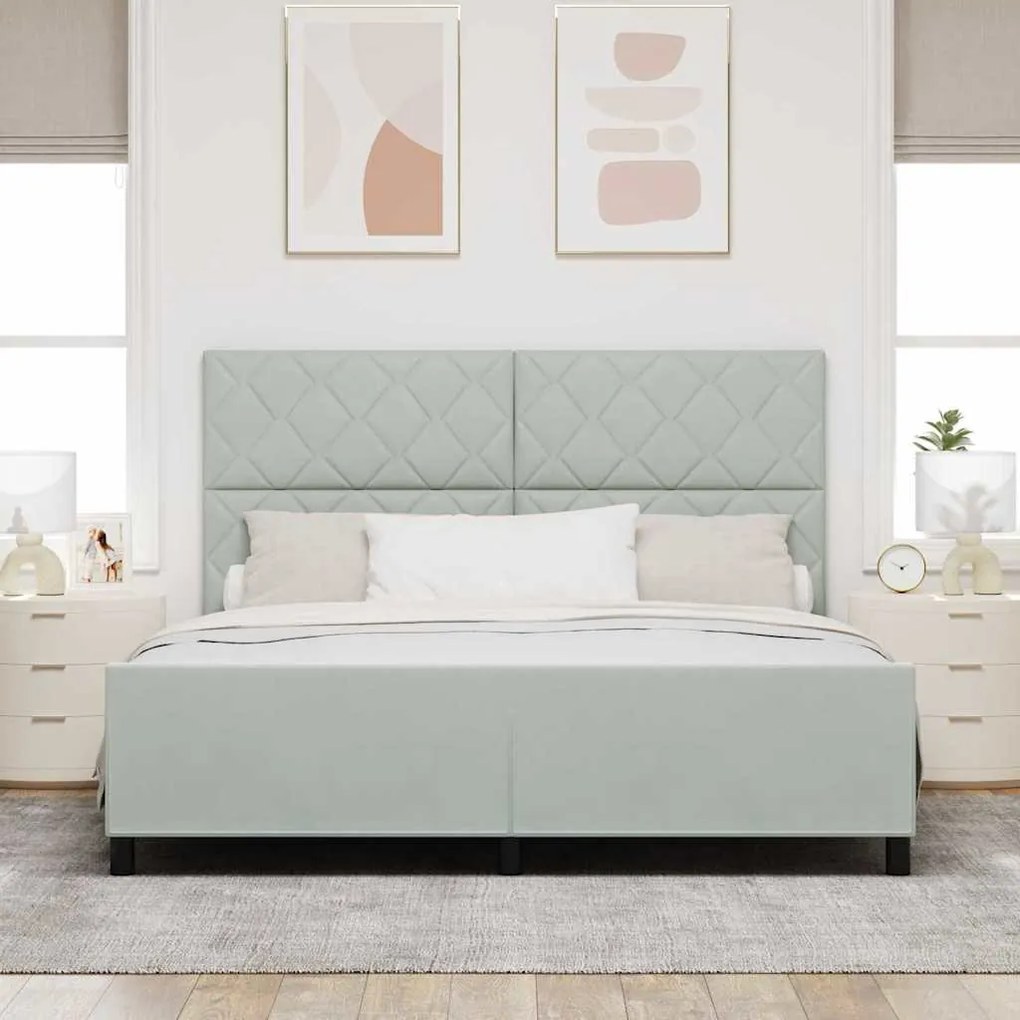 Cama vidaXL em Cinzento-claro - 180x200 cm Veludo