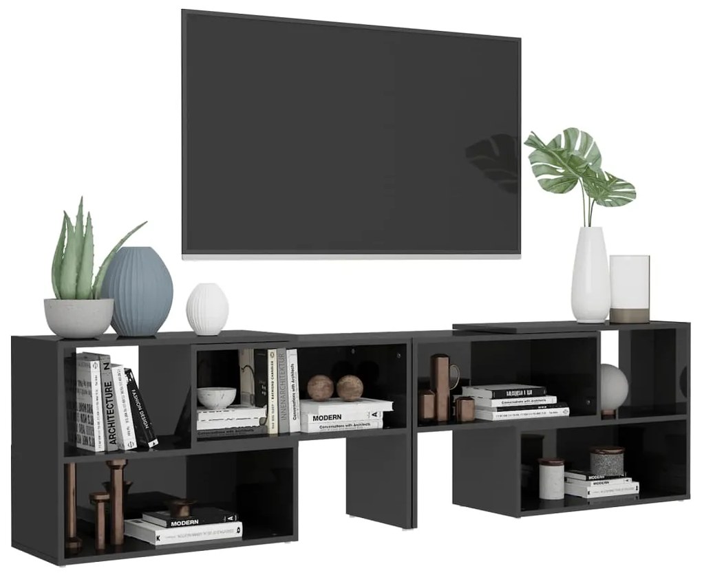 Móvel de TV 149x30x52 cm derivados de madeira cinza brilhante