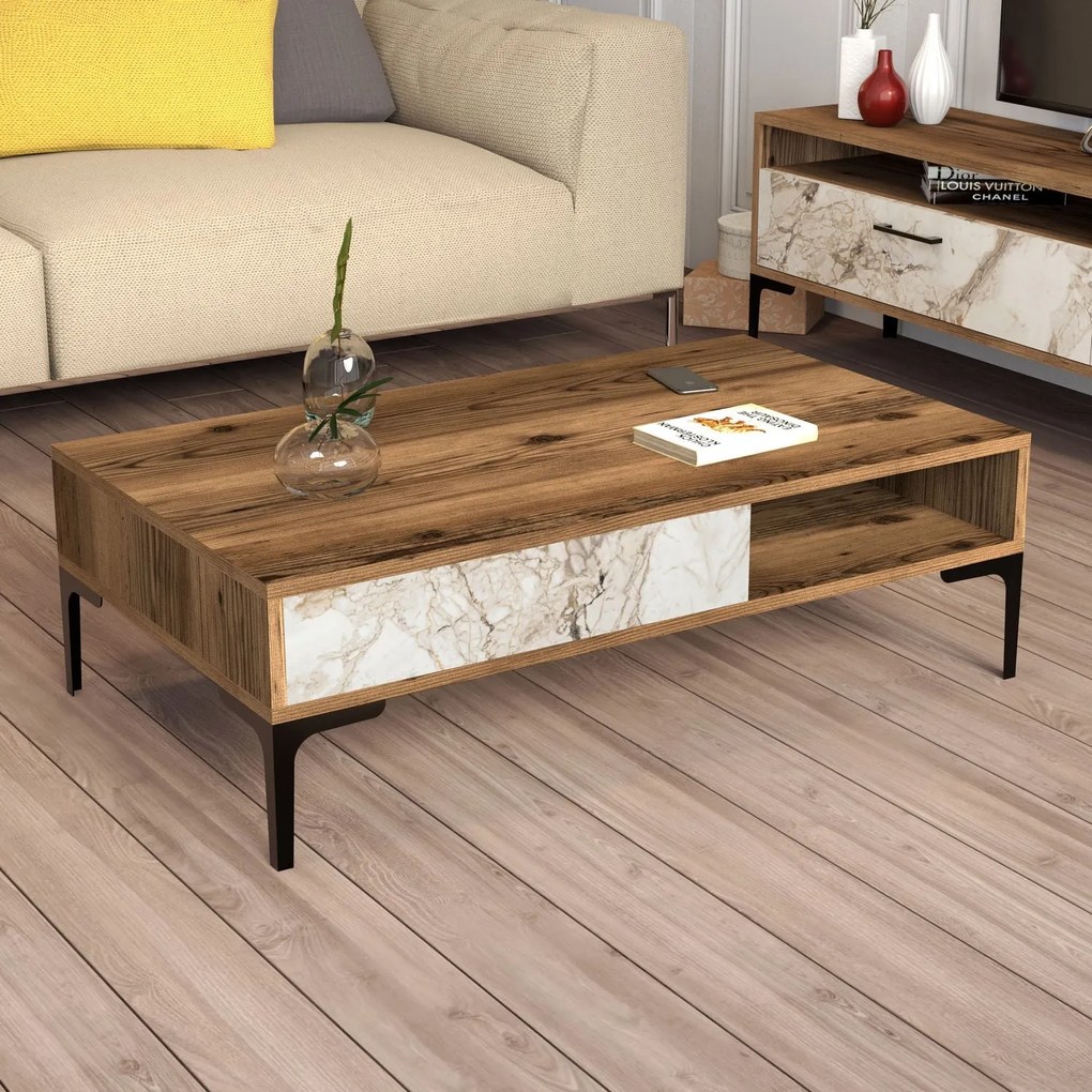 Mesa de Centro Istanbul – Nogueira Branca – 105 cm x 32,6 cm x 60 cm