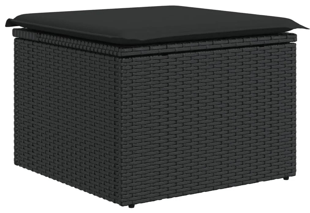 13 pcs conjunto de sofás de jardim com almofadões vime PE preto