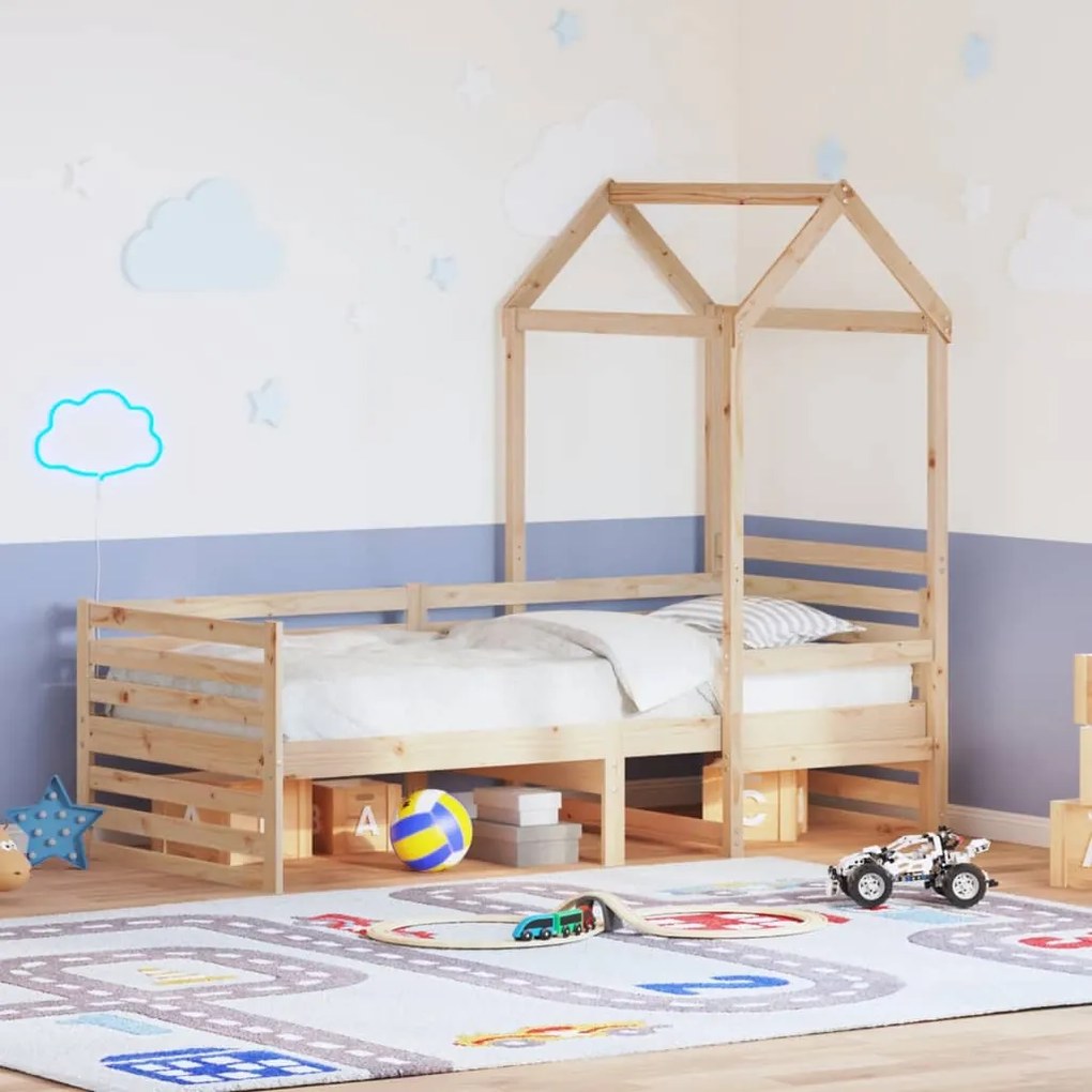 vidaXL Sofá-cama com telhado 90x200 cm madeira de pinho maciça