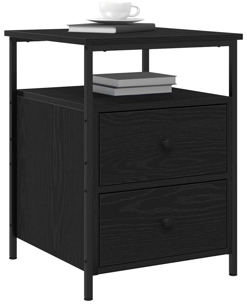 Cômoda de Cabeceira vidaXL Carvalho Preto 44x45x60 cm Madeira de engen