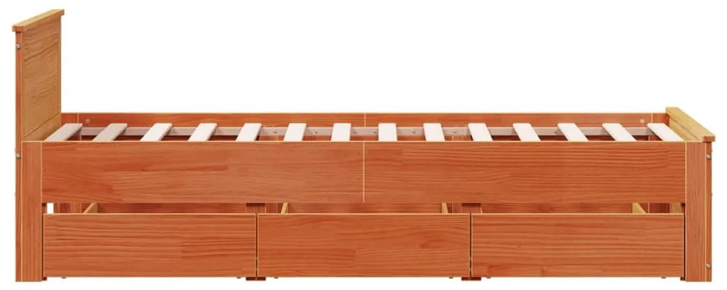 Cama sem colchão com cabeceira 90x200 cm madeira pinho maciça