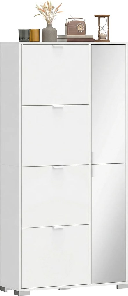 Sapateira, 82 x 30 x 168 cm, 4 Gavetas Basculantes, Branco