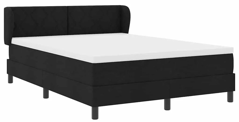 Cama Box Spring vidaXL com Colchão Preto 140x190 cm Tecido