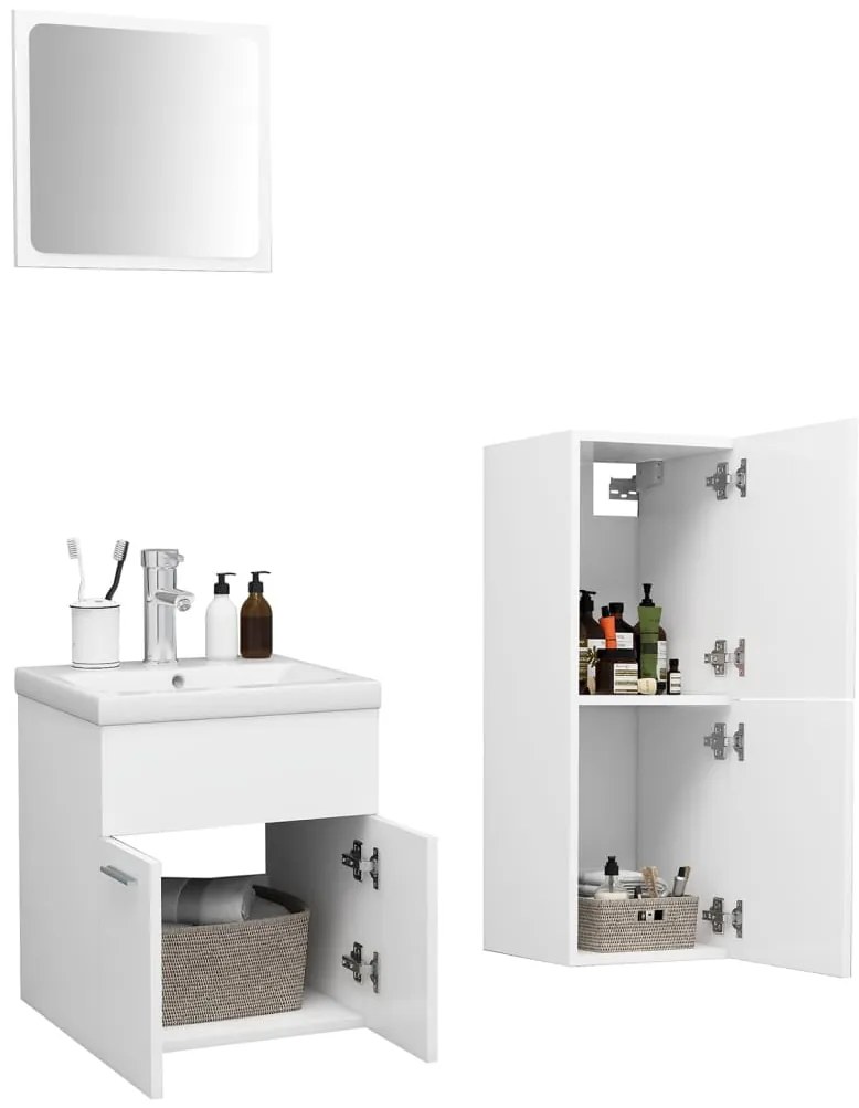 Conjunto de móveis de casa de banho contraplacado branco