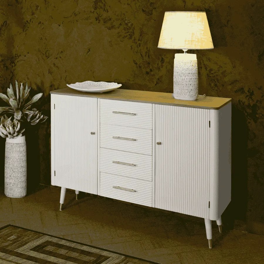 ARMÁRIO MATERA BRANCO E CASTANHO 117X37X90 CM