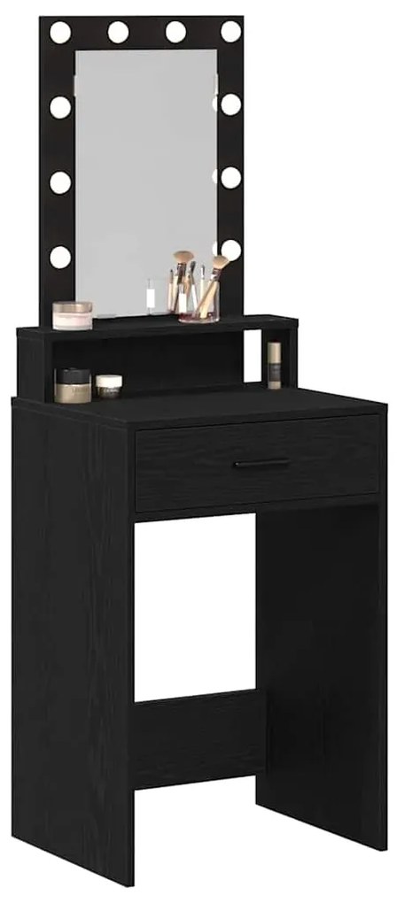 Mesa de Maquiagem vidaXL com Luzes LED Preto e Carvalho 50x41x140 cm