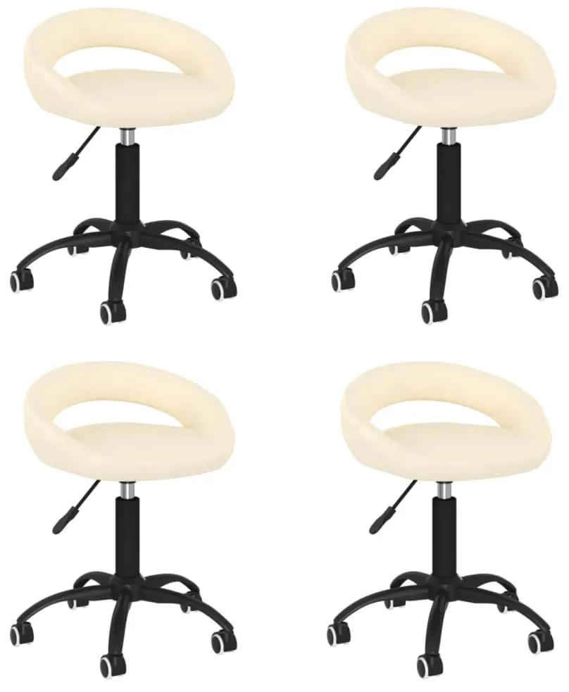 Cadeiras de jantar giratórias 4 pcs veludo cor creme