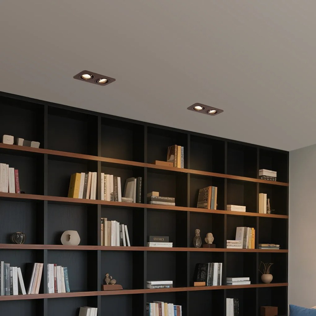 Foco embutido arredondado bronze escuro GU10 50mm giratório e inclinável IP44 2-luzes - Alberto