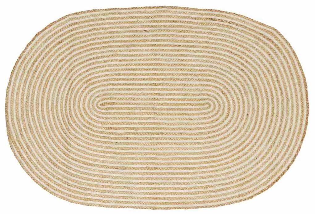 vidaXL Tapete Natural e Branco 100 x 152 cm Juta