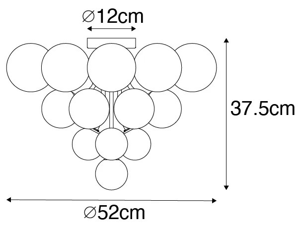 Candeeiro de teto preto com vidro fumê e transparente 10 luzes - Bonnie