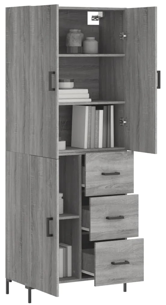 Armário alto 69,5x34x180 cm derivados de madeira sonoma cinza