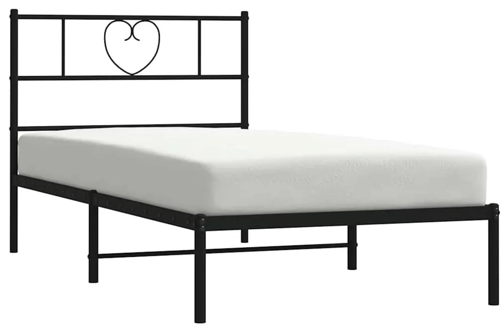Estrutura de cama com cabeceira 100x190 cm metal preto
