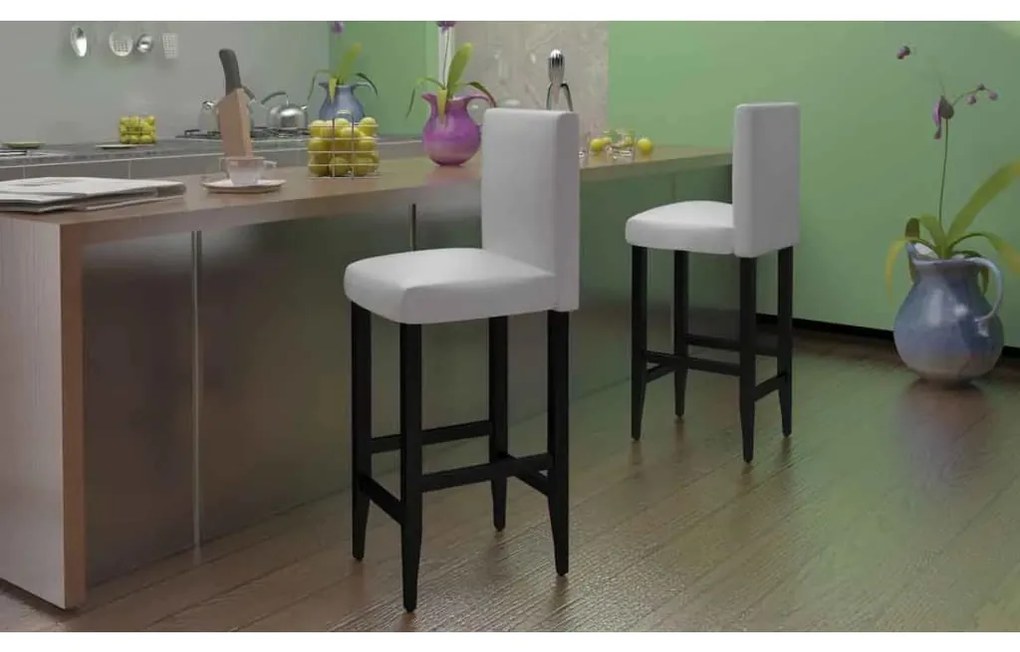 vidaXL Bancos de bar 2 pcs couro artificial branco