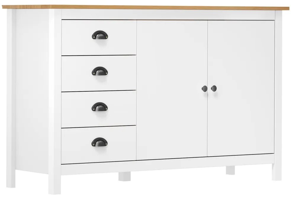 vidaXL Aparador Hill 130x40x80 cm madeira de pinho maciça branco