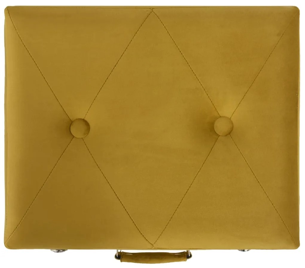 Banco de arrumação 40 cm veludo amarelo mostarda
