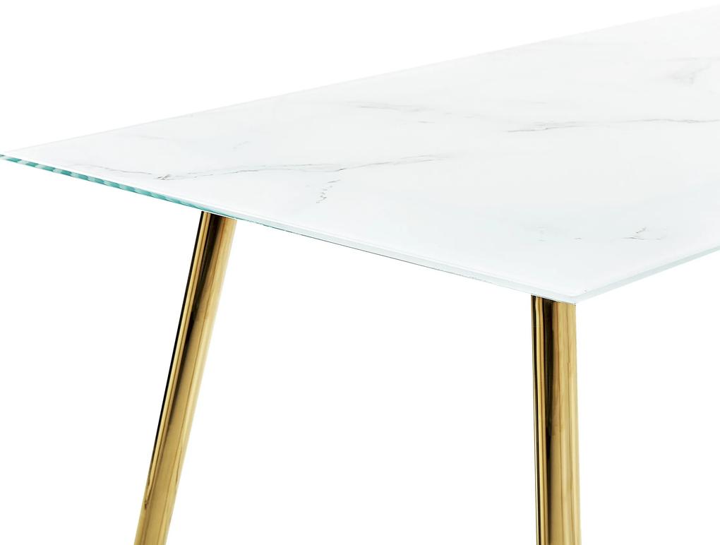 Mesa de jantar em inox e vidro temperado efeito de mármore e dourado 120 x 70 cm MULGA Beliani
