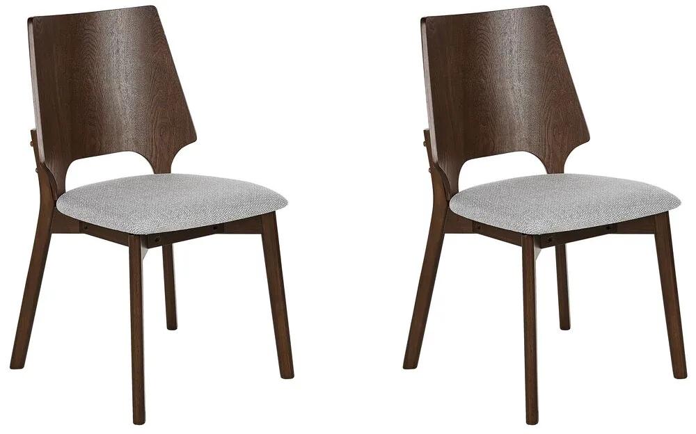 Conjunto de 2 cadeiras de jantar castanho escuro e cinzento ABEE Beliani