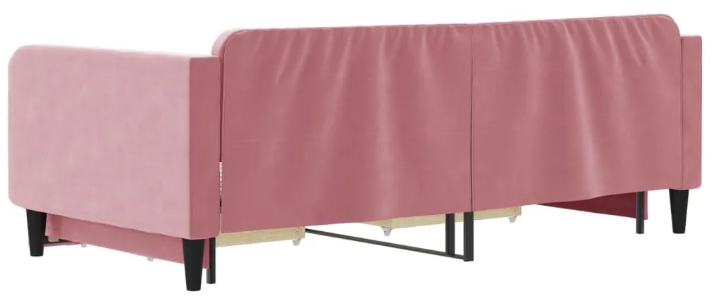 Sofá-cama com gavetão e gavetas 100x200 cm veludo rosa