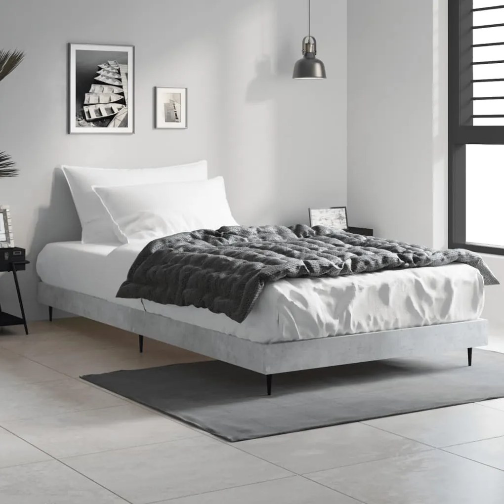 Estrutura de cama 100x200 cm derivados de madeira cinza sonoma