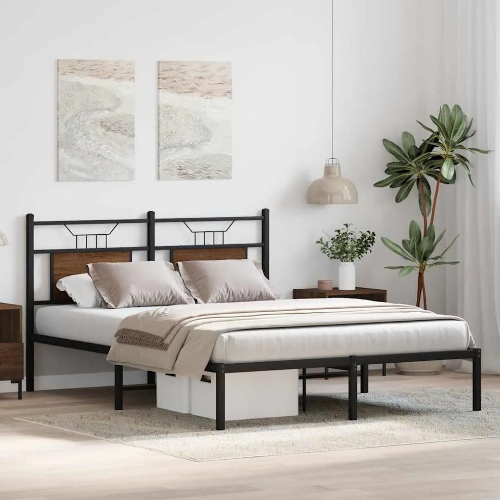 Estrutura cama s/ colchão derivados madeira carvalho castanho