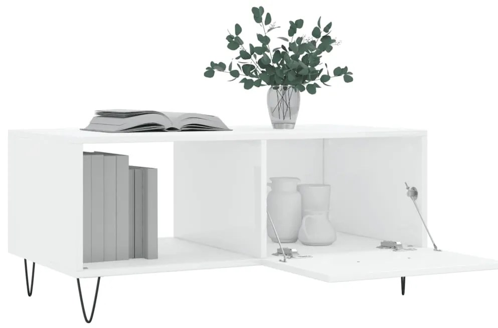Mesa de centro 90x50x40 cm madeira processada branco brilhante