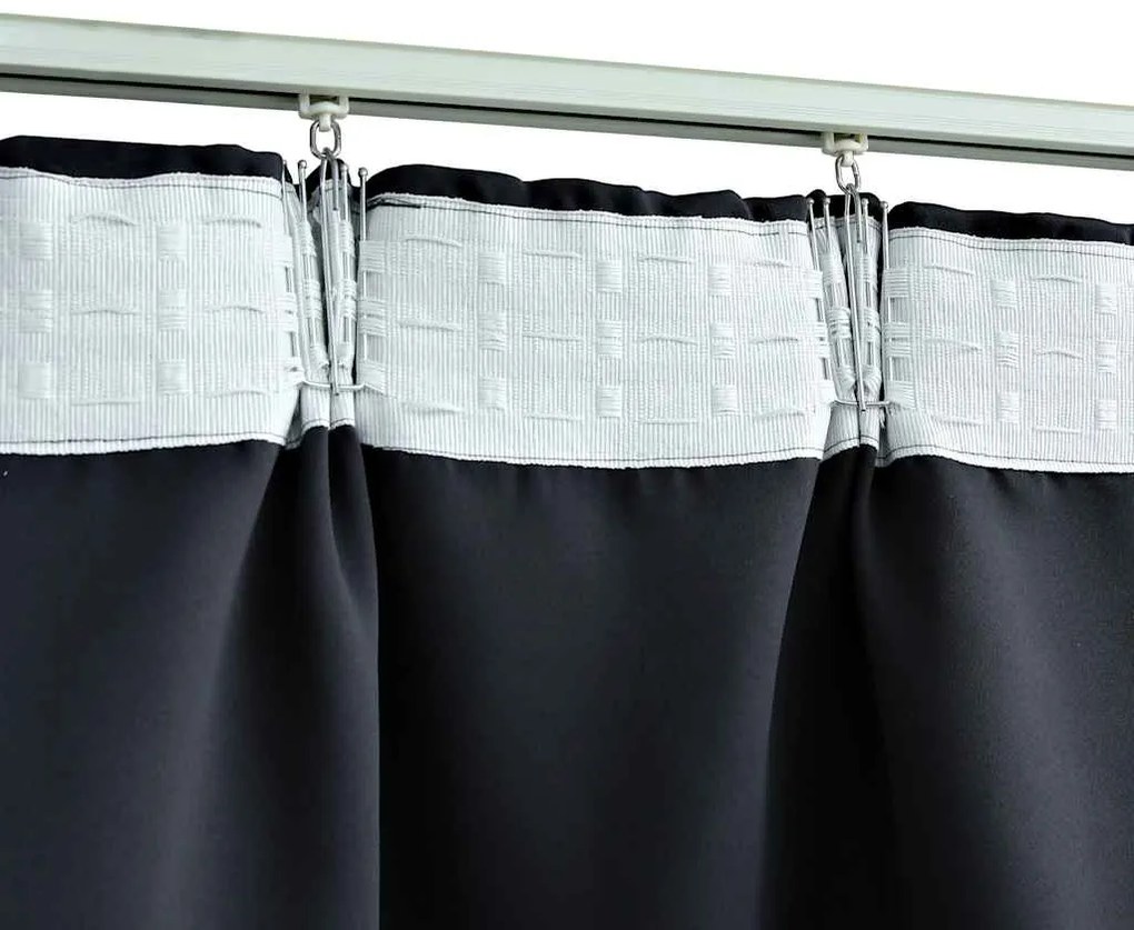 Cortinas blackout com ganchos 2 pcs 140x175 cm antracite