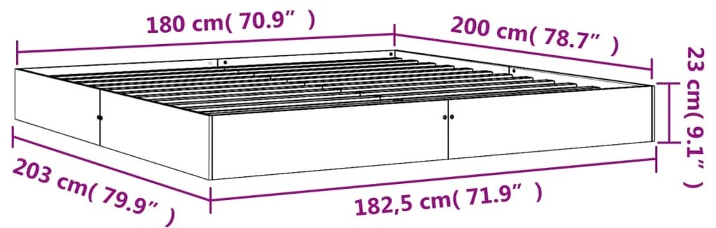 Estrutura de cama 180x200 cm madeira pinho maciço castanho cera