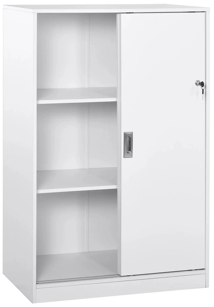 HOMCOM Armário de escritório com 2 portas deslizantes e 3 prateleiras 80x40x120 cm Branco