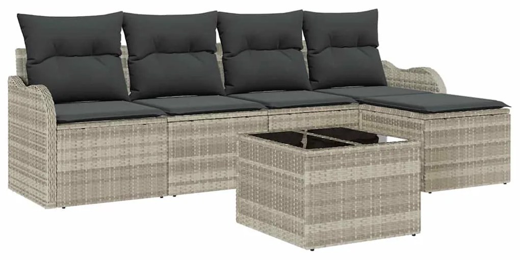 Conjunto de Sofá de Jardim vidaXL com Almofadas Cinza Rattan Sintético