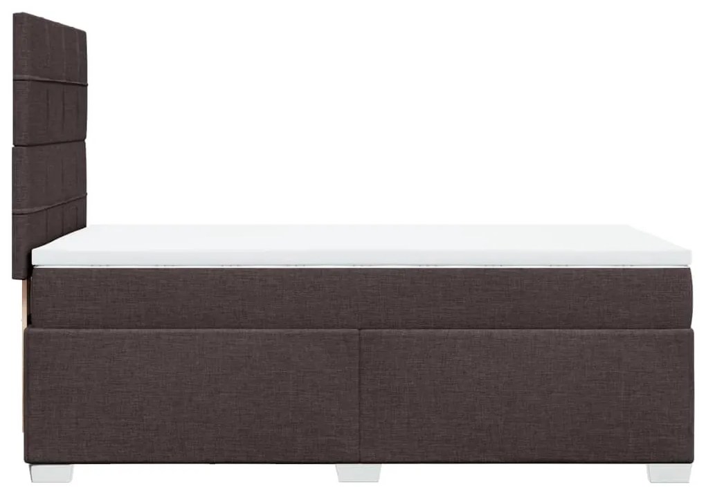 Cama com molas/colchão 100x200 cm tecido castanho-escuro