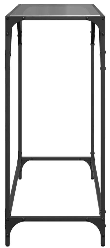Mesa de centro com tampo em vidro preto 80x35x81 cm aço