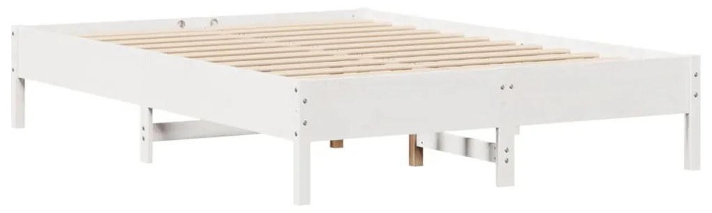 Cama com estante sem colchão 140x200 cm pinho maciço branco