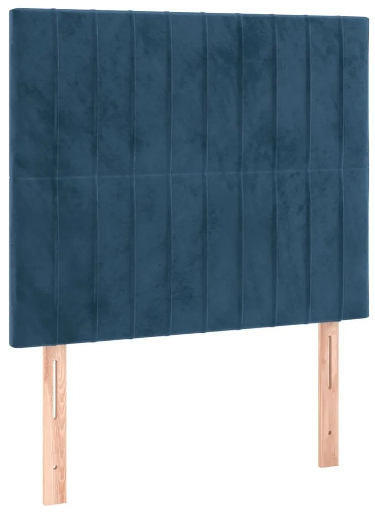 Cama box spring c/ colchão/LED 90x190 cm veludo azul-escuro