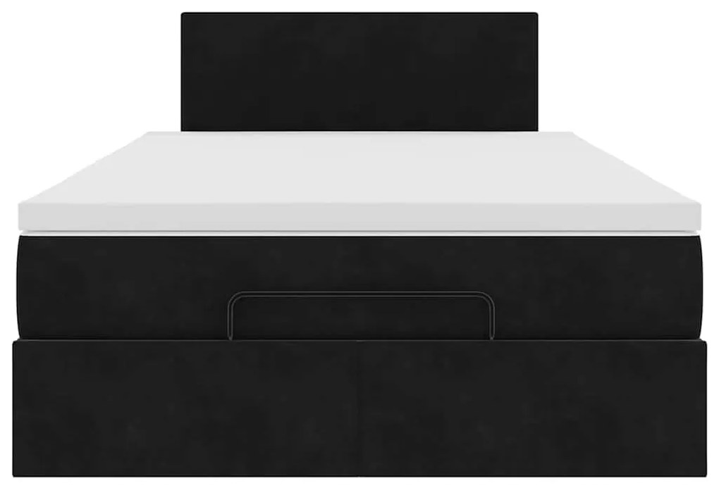 Estrutura de cama otomana com colchão 120x200 cm veludo preto