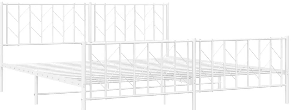Estrutura de cama com cabeceira e pés 193x203 cm metal branco